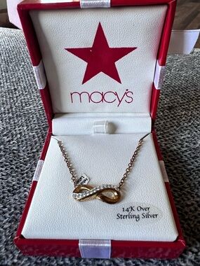 Macy's 14K Gold over sterling silver Infinity Pendant Necklace with CZ Stones